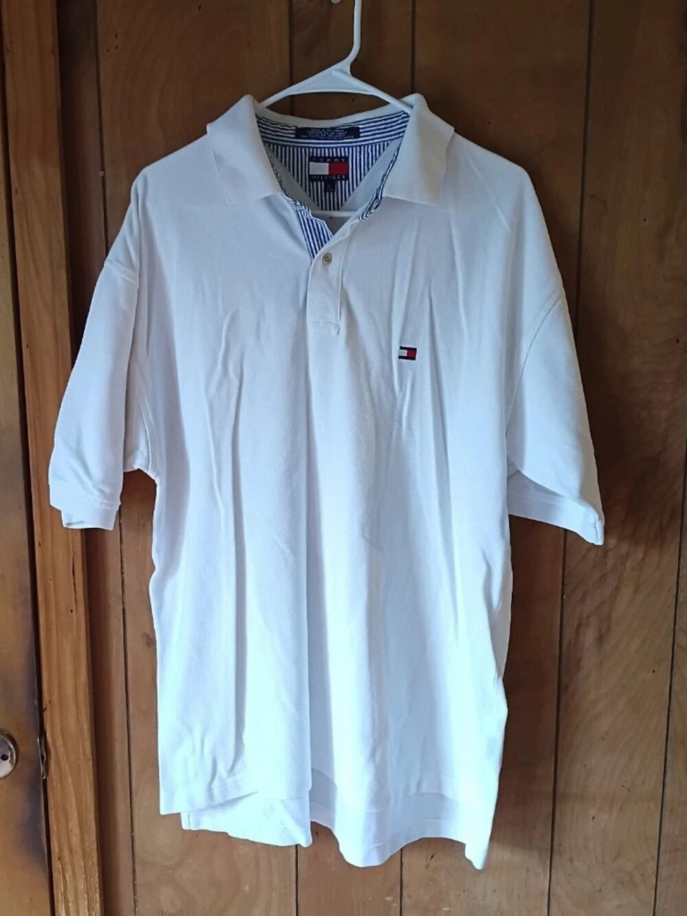 Tommy Hilfiger Men's White Polo Shirt Size XL 100% Cotton Classic Logo